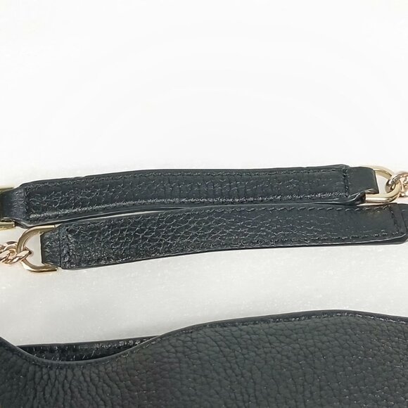 Michael Kors Jet Set Medium Shoulder Bag Black Pebbled Leather Gold Chain EUC - Picture 9 of 16